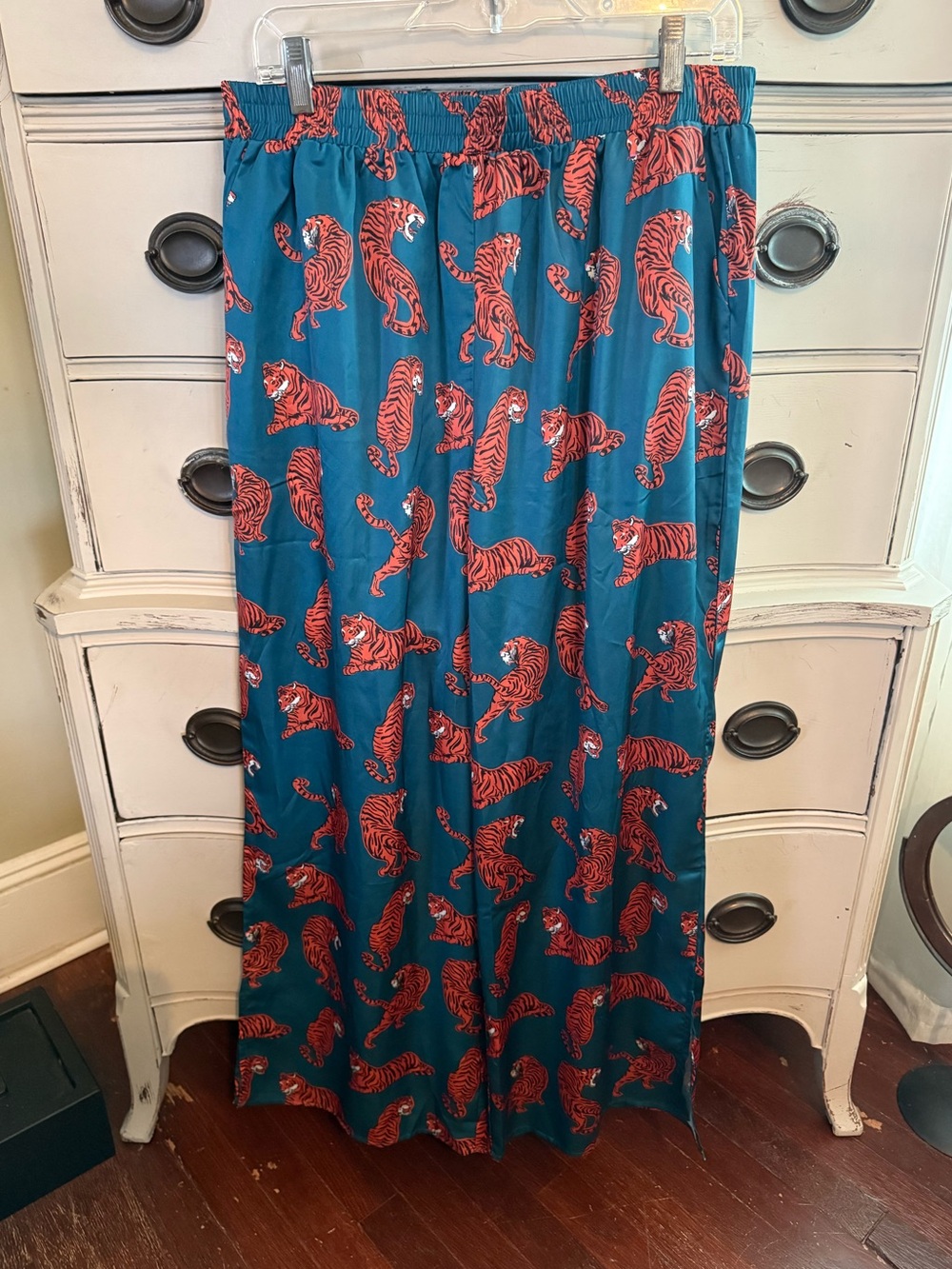 Dressed in LALA Satin Tiger Print Pants L